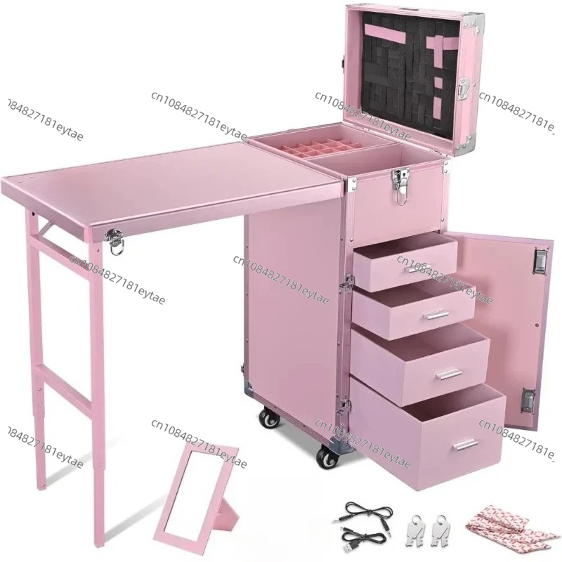 Beauty Makeup Trolley - Manicure Table Foldable Nail Table Makeup