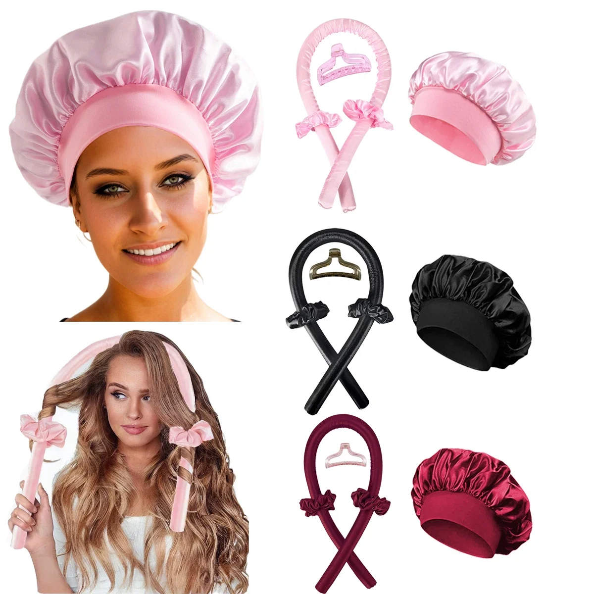 Hair Curling Wand - Heatless Curling Rod Headband No Heat