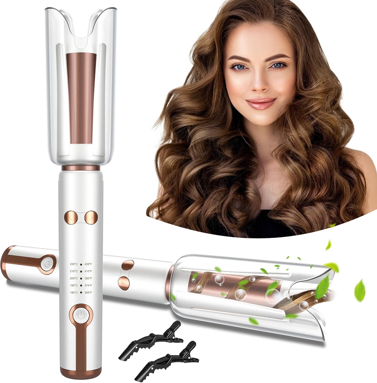 Hair Curling Wand - Automatic Rotating Curling Iron-Beach Waves Curling