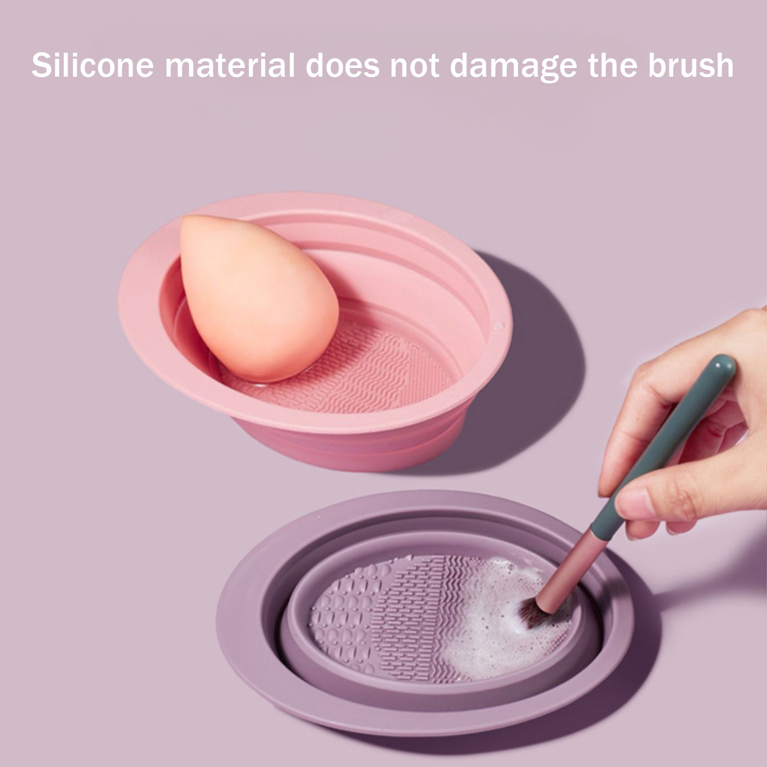Makeup Brush Set - 3pcs Makeup Brush Cleaning Tool, Silicone