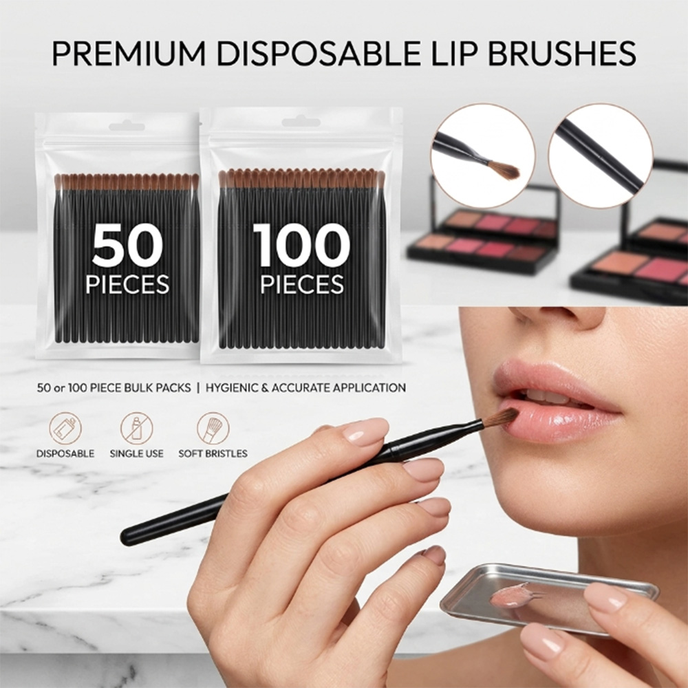 Makeup Brush Set - 50/100pcs Disposable Lip Brush Set Lipstick