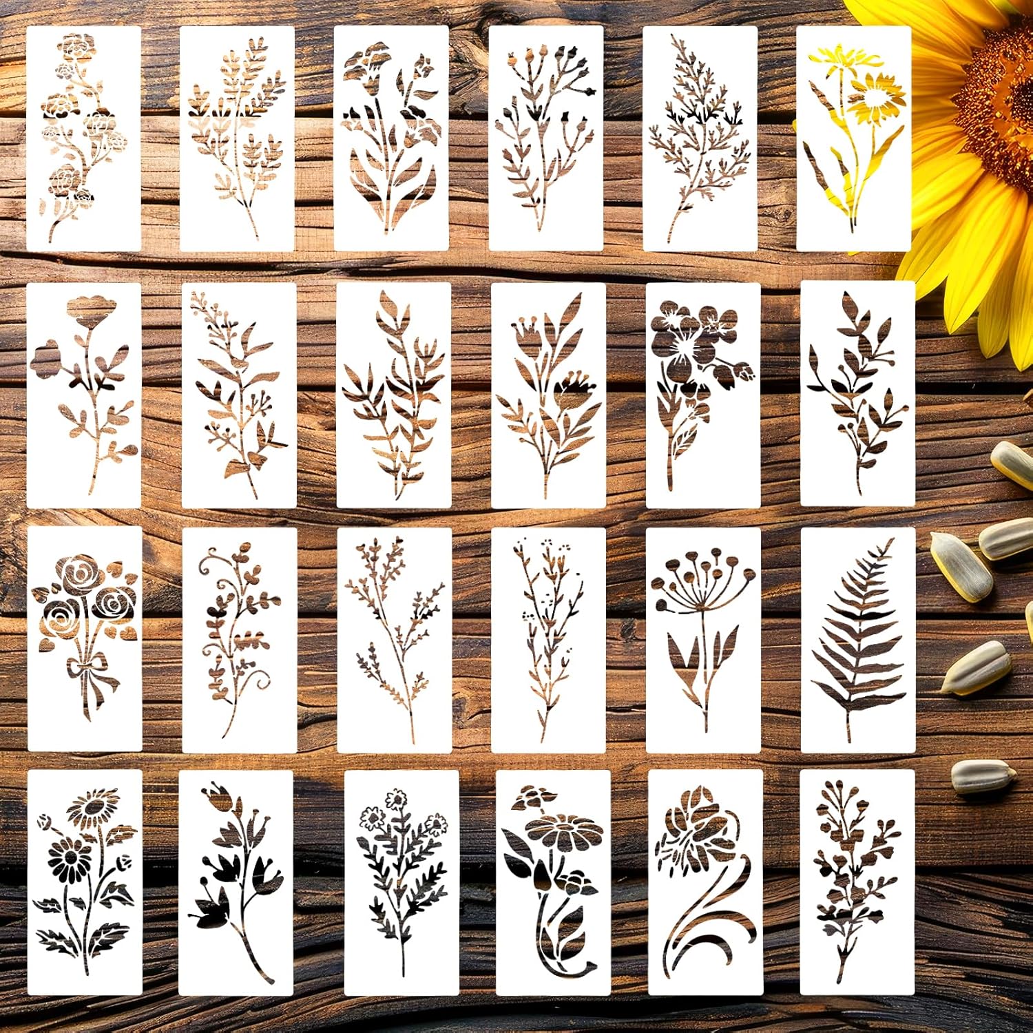 Beauty Makeup Kit For Kids - 24pcs/Set Wildflower Stencils Professional Body Art