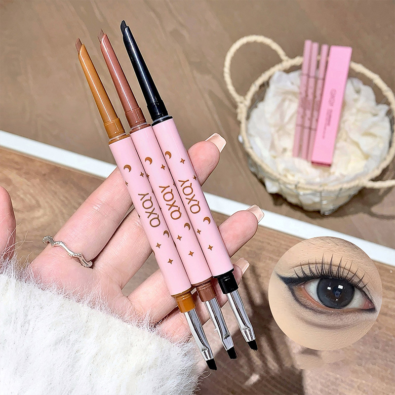 Makeup Brush Set - QXQY Double-head eyeliner, two-in-one eyebrow pencil