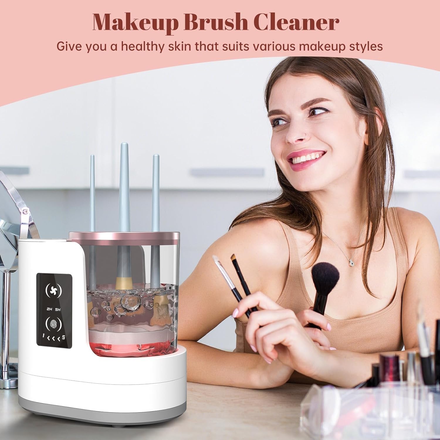 Makeup Brush Set - Automatic Rotating Makeup Brush Cleaner Machine