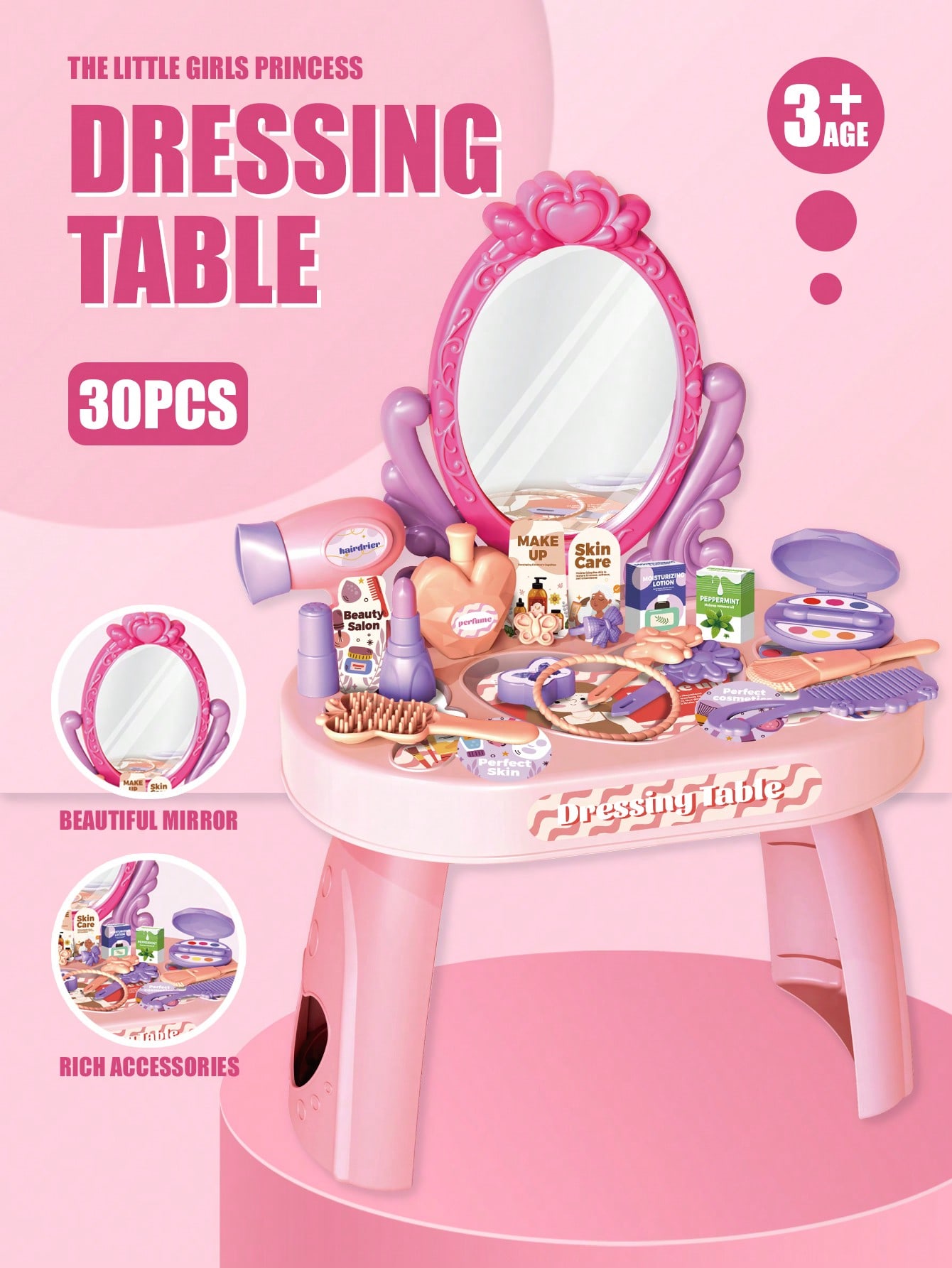 Beauty Makeup Kit For Kids - Kids Princess Vanity Dressing Table Toy