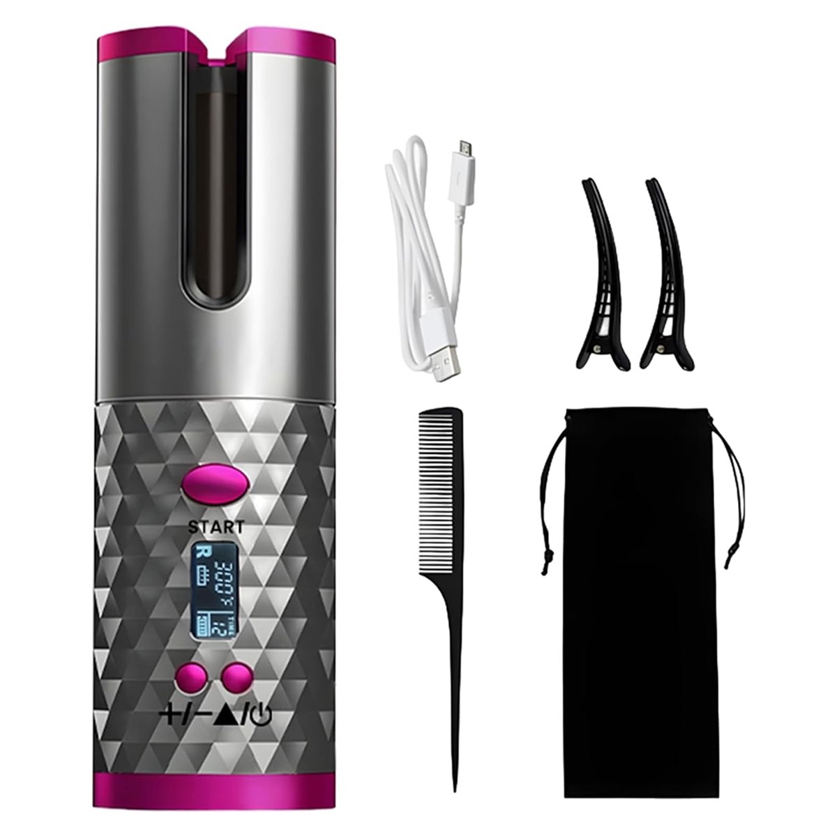 Hair Curling Wand - N18R Cordless Curling Iron Beach Waves