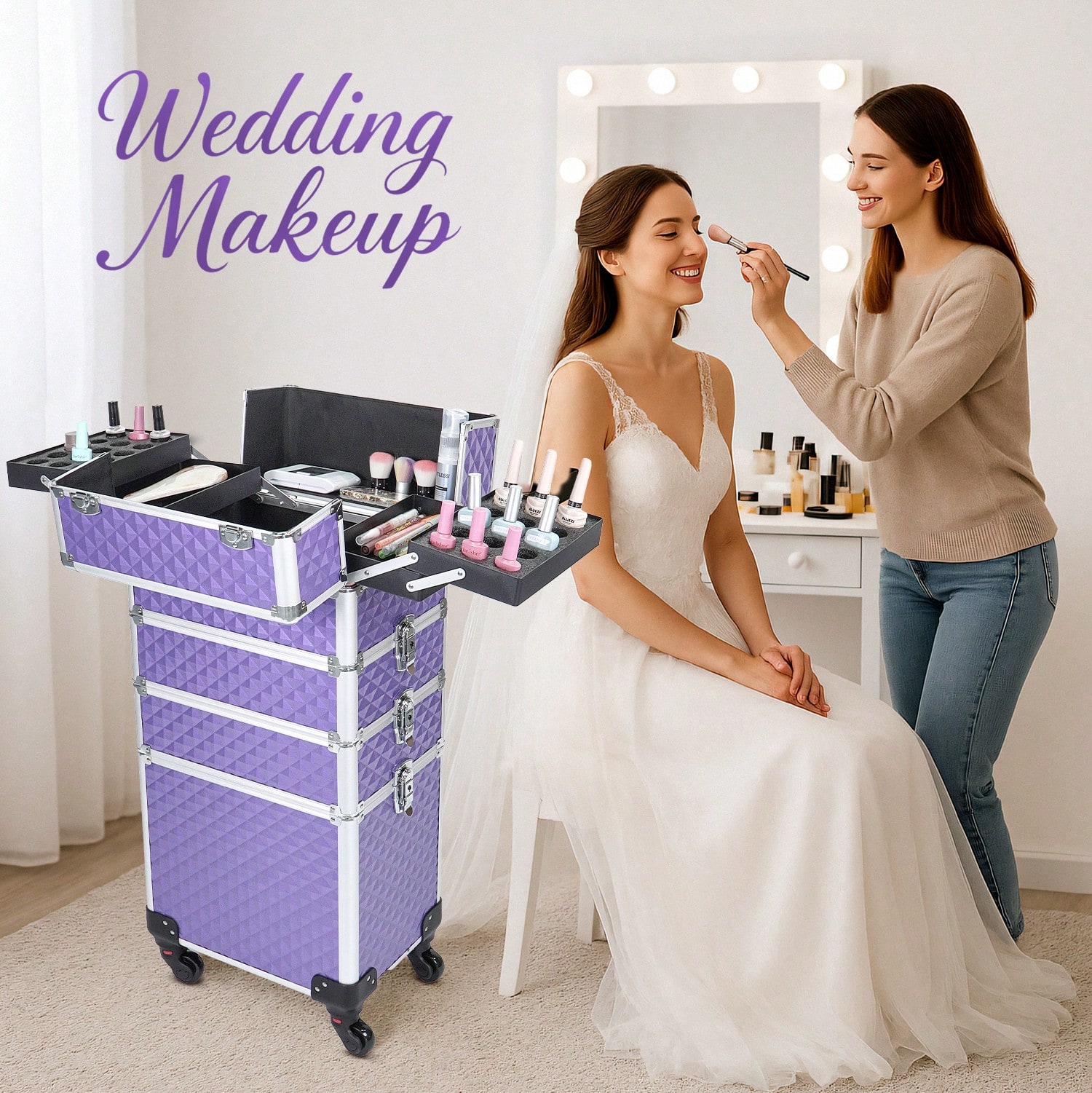 4 in 1 Rolling Makeup Train Ca - Beauty Makeup Trolley recension och pris