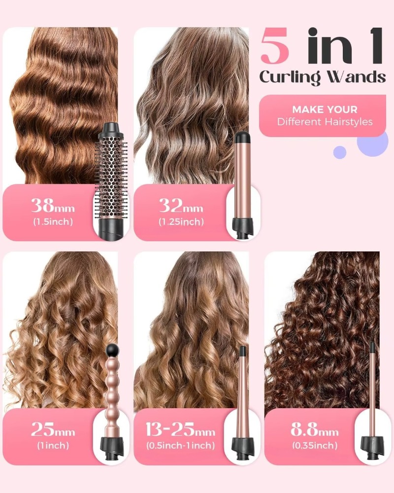 Luxury 5 In 1 Ceramic Hair Cur - Hair Curling Wand recension och pris