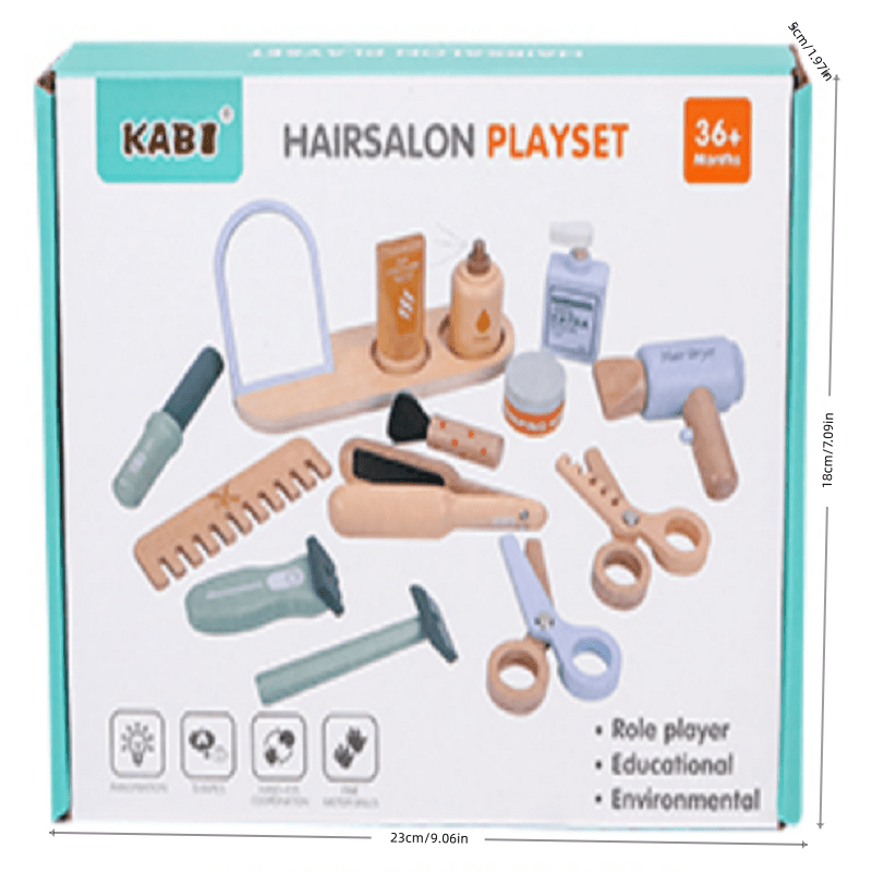 Wooden Pretend Hairdressing Ma - Beauty Makeup Kit For Kids recension och pris