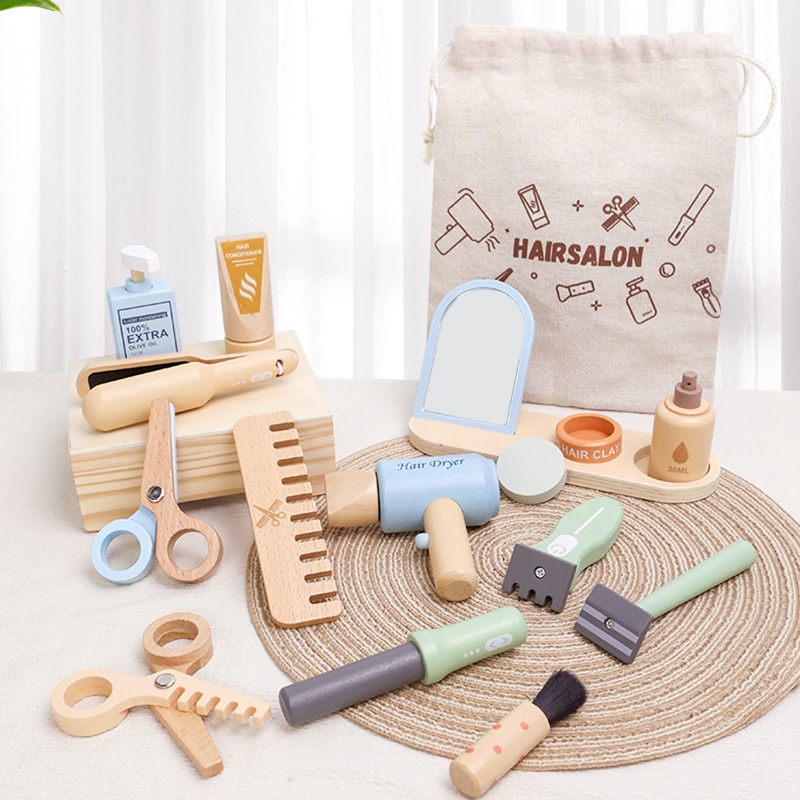 Wooden Pretend Hairdressing Ma - Beauty Makeup Kit For Kids recension och pris